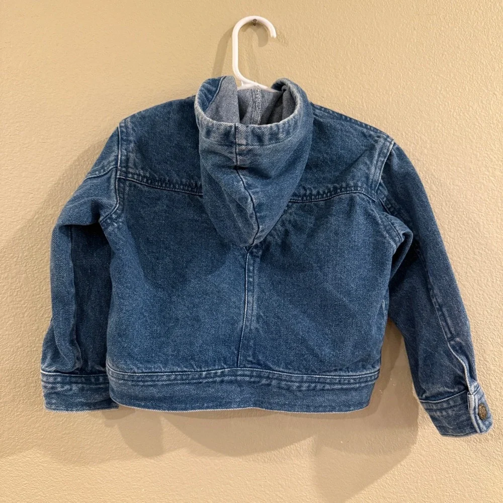 OshKosh‎ B'gosh Denim Hooded Jacket Toddler 2T Blue Vintage 90s Trucker Core